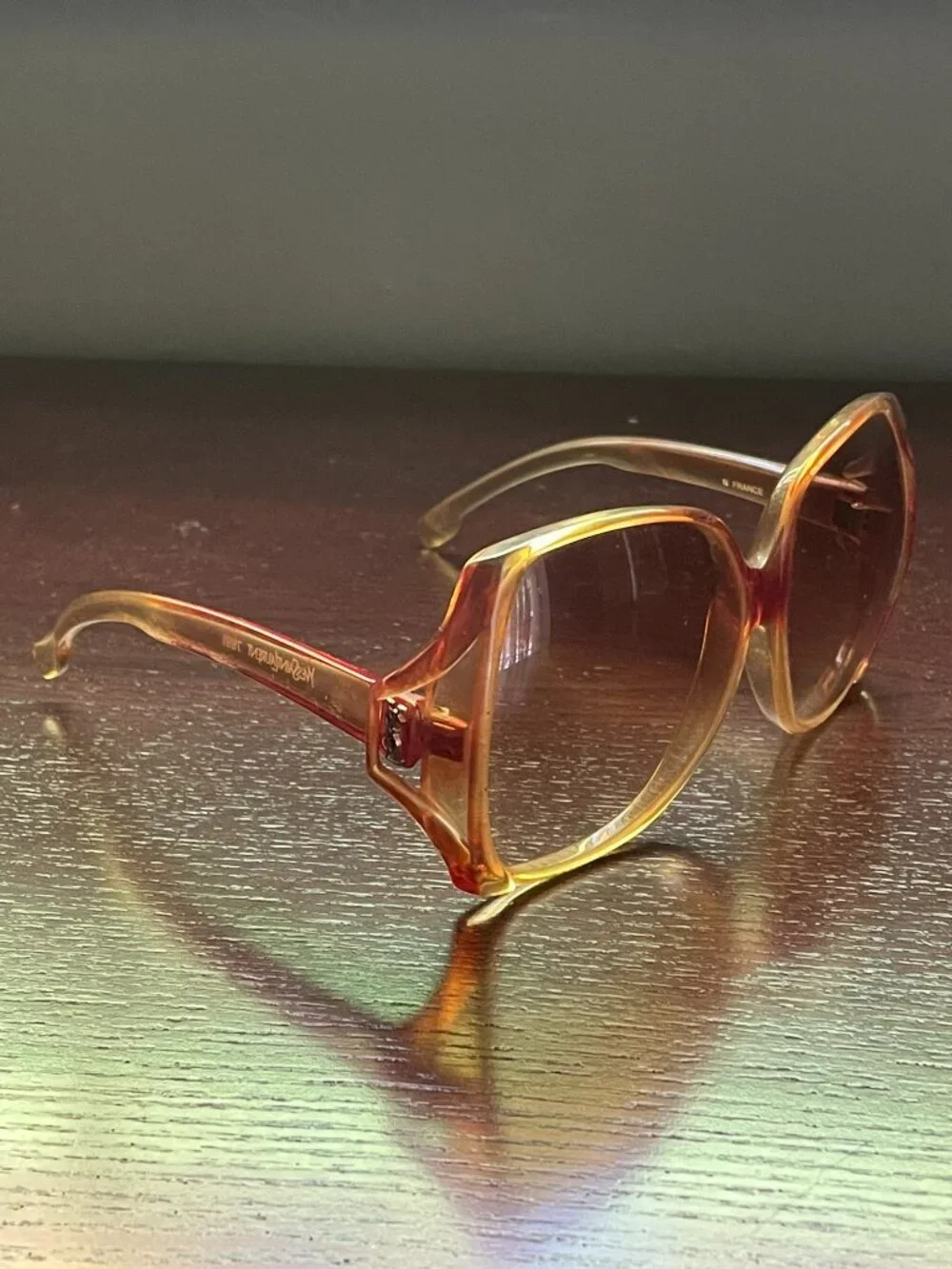 Vintage Yves Saint Laurent (YSL) Amber-Brown Oversized Sunglasses 1980s